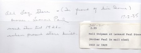 2.35 Nell Shipman in front of the Leonard Paul Store file folder label