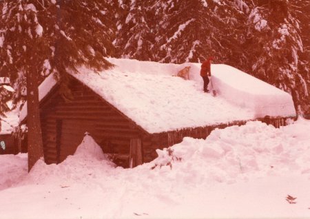 shoveling snow off the luby bay garage