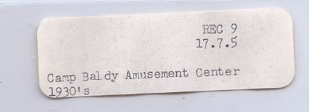 7.5 Camp Baldy Amusement Center 1930s file folder label