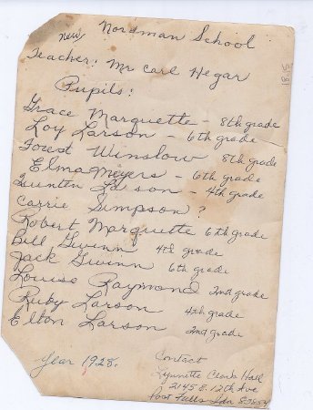 18.15 Nordman School 1928 12 Students back of photo