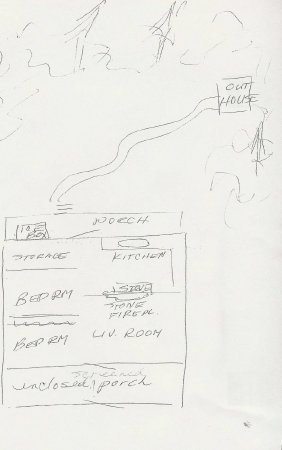 diagram drawn by donor of here memory of the interior of cabins in 1946